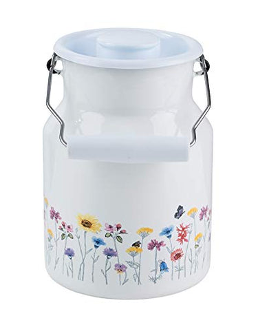Riess, 0506-070, Milchkanne mit Deckel, COUNTRY SONDEREDITION FLORA, Inhalt 1,5 Liter, Höhe 19,2 cm, Emaille, weißRIESS MILCHKANNE M.D. 1,5L FLORA im Sale
